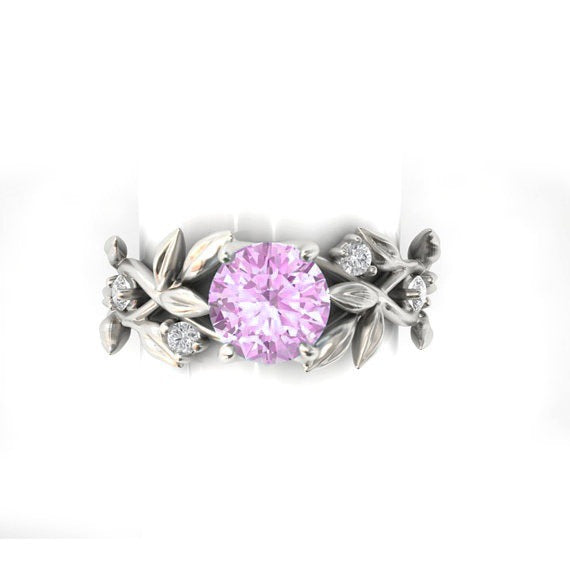 Fashionable Floral Jewelry - Gold-Plated Engagement Ring
