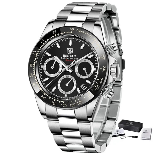 Men Quartz Three-Eye Six-Hand Watch