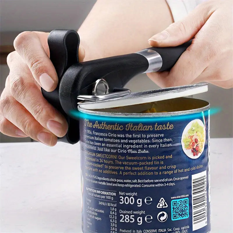 Stainless Steel Can Opener with Single Handle Design