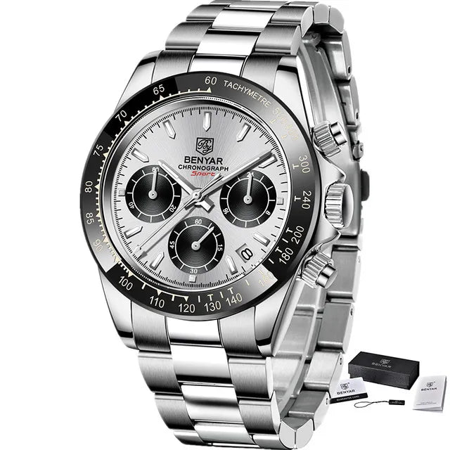 Men Quartz Three-Eye Six-Hand Watch