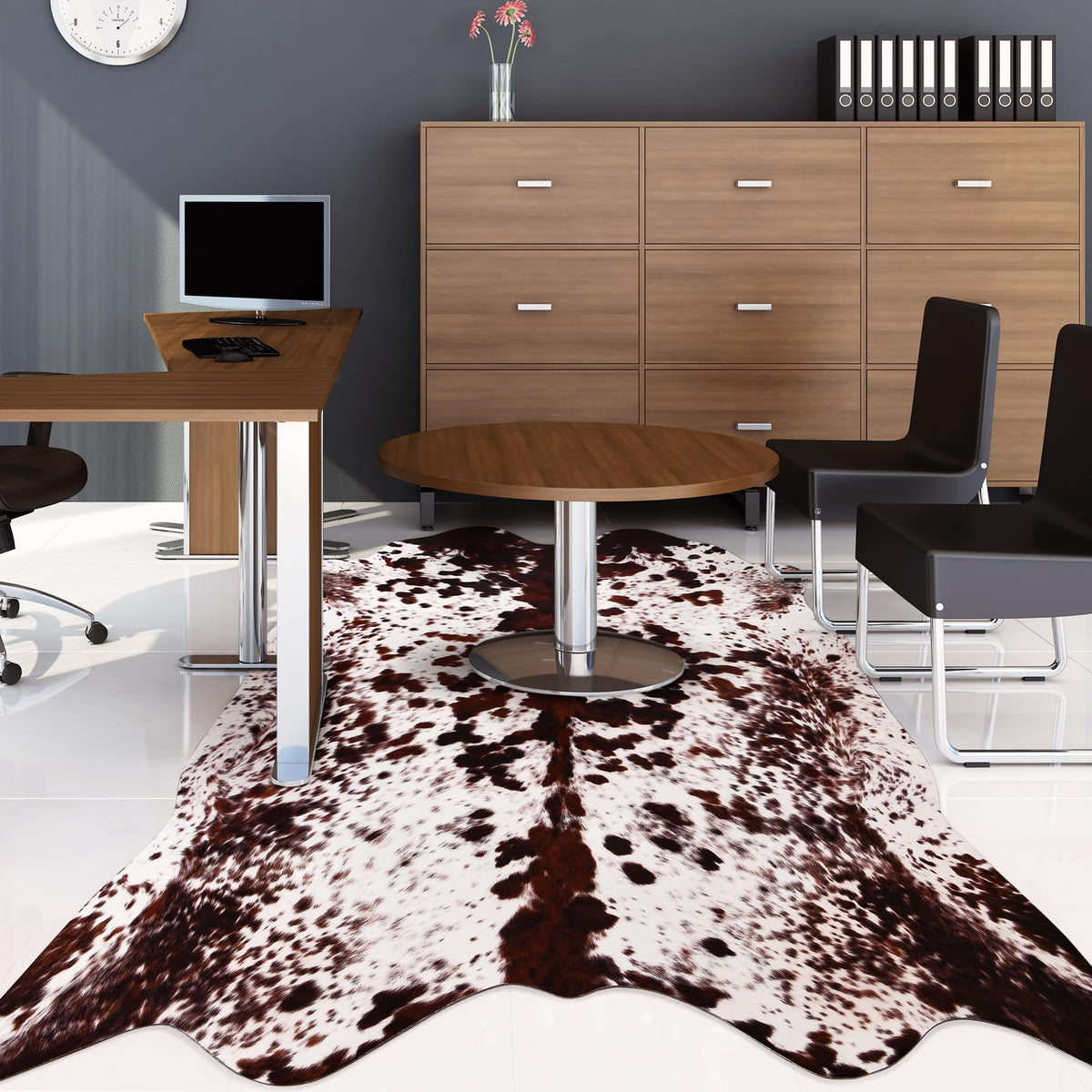SVATOUCH Premium Cowhide Rug 6 x 7.2 FeetWestern Decor Faux Cowhide RugThickened Cow Print RugCow Rug for Bedroom Living Room Home Office Decor