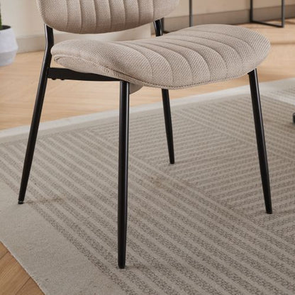 Dining Chairs Set Of 2 Modern Retro Linen Chair With Bentwood Back Upholstered Seat Metal Legs Adjustable Foot For Kitchen Dining Room Chairs