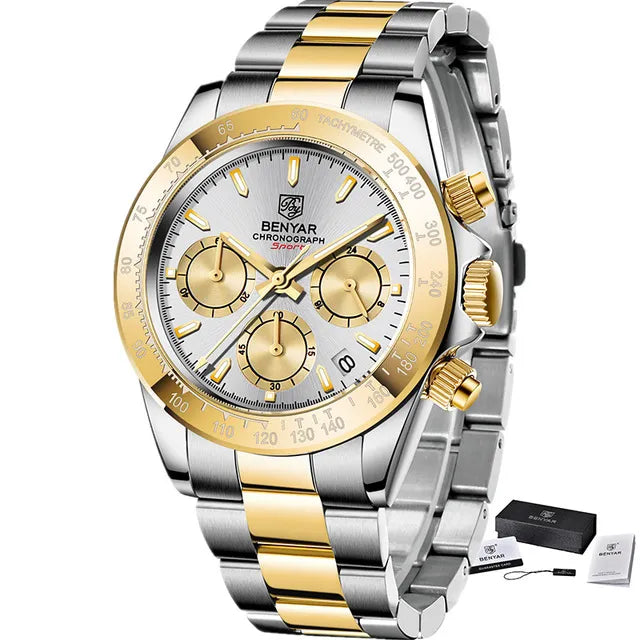 Men Quartz Three-Eye Six-Hand Watch