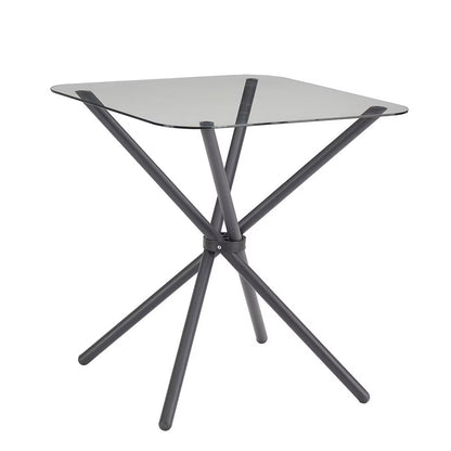 Dining Set For 2, Square Glass Tempered Dining Table With 4 Legs And 2 Metal Chair For Home Office Kitchen Dining Room, Black &amp; Brown