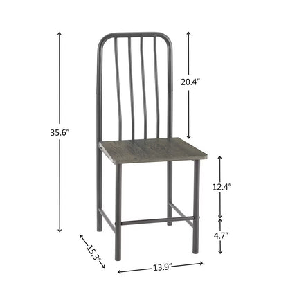 Dining Set For 2, Square Glass Tempered Dining Table With 4 Legs And 2 Metal Chair For Home Office Kitchen Dining Room, Black &amp; Brown