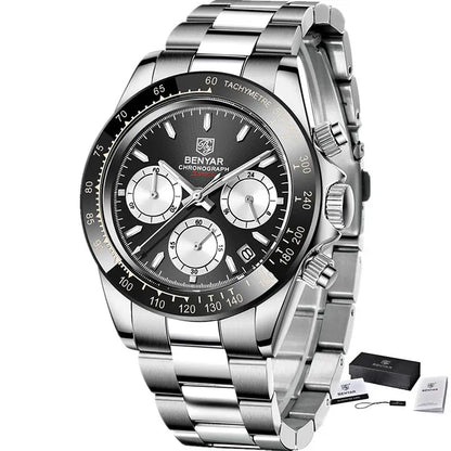 Men Quartz Three-Eye Six-Hand Watch