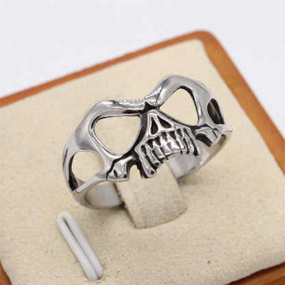 Retro Skull Mask Titanium Steel Ring for Men