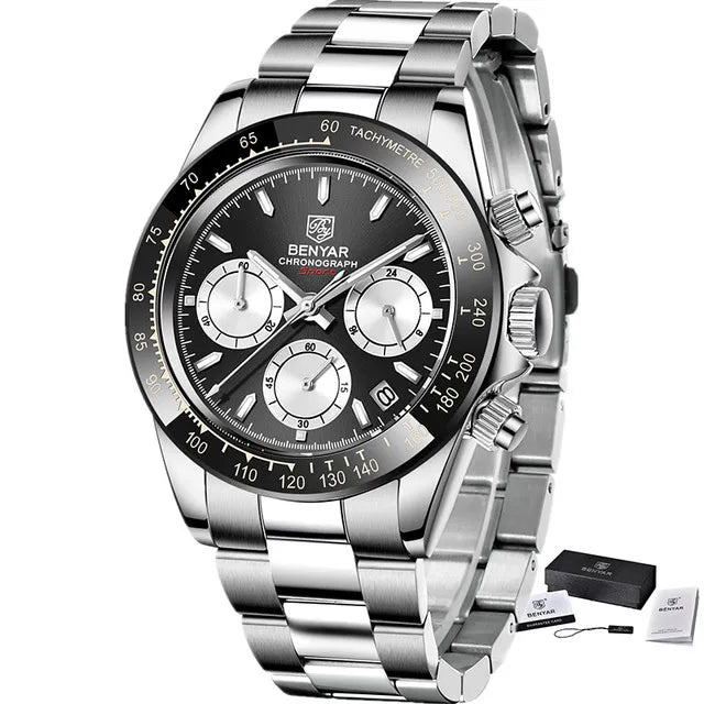 Men Quartz Three-Eye Six-Hand Watch