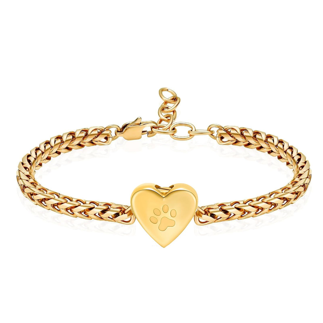 zeqingjw Pet Cremation Urn Bracelet for Ashes for Women Dog Cat Paw Urn Bangle Heart Cremation Jewelry Keepsake Memorial Urn Jewelry (Gold)
