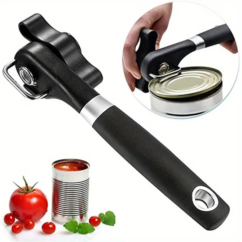 Stainless Steel Can Opener with Single Handle Design