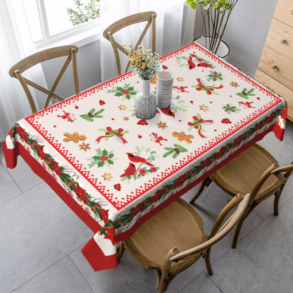 mutakin Christmas Rectangle Tablecloth Washable Table Cloth 60x90 Inch Table Cover Waterproof for Decoration Kitchen Dining Room
