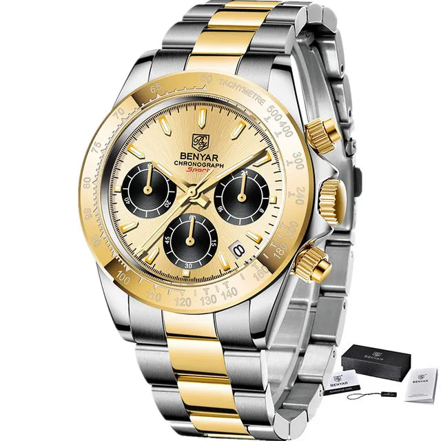 Men Quartz Three-Eye Six-Hand Watch