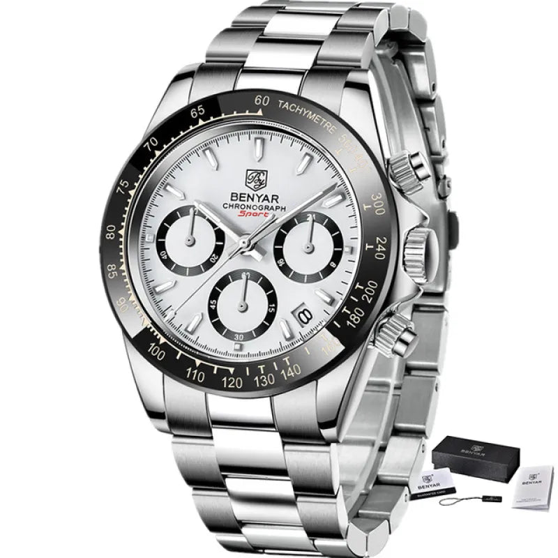 Men Quartz Three-Eye Six-Hand Watch