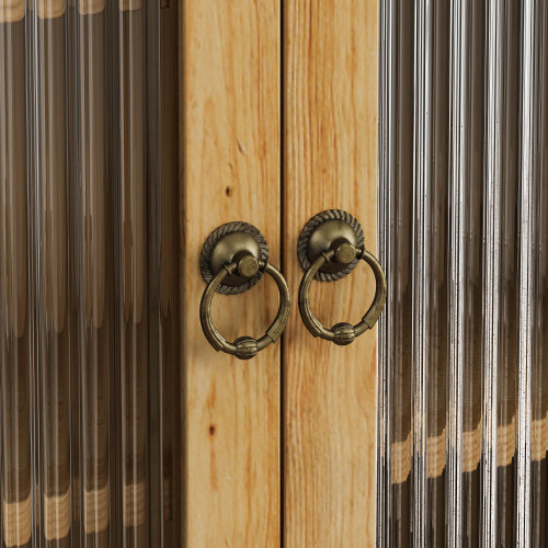 Glass Door Vintage Double Door Wall Cabinet For Bathroom, Kitchen, Dining Room, Wood Color Unavailable Platforms- Temu